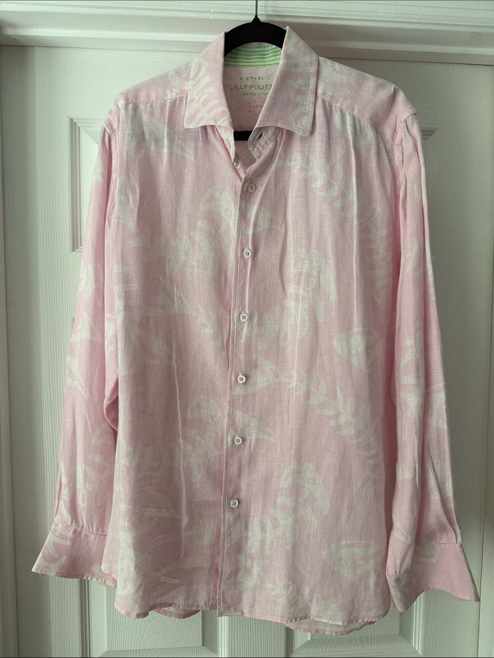 Lilly Pulitzer Light Pink Tropical Print Men’s Button-Down Shirt